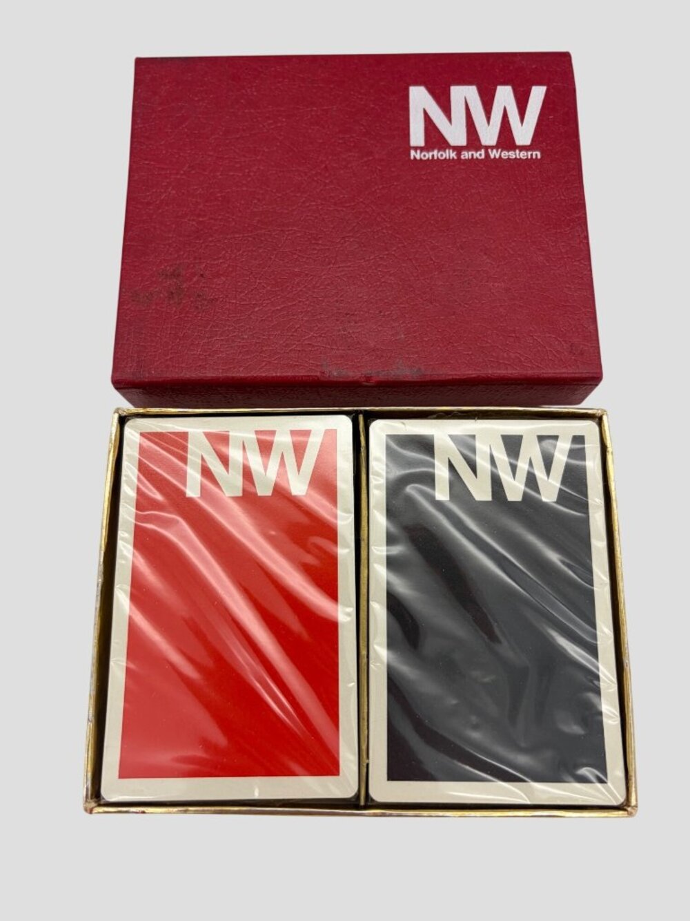 Vintage Norfolk & Western Railroad Playing Cards 2 Sealed Decks Original Red Box